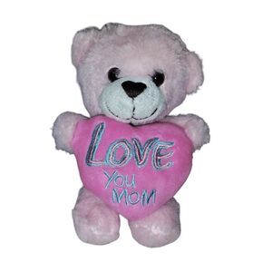 Dan Dee Love Mom Pink Teddy Bear with Heart 8" Valentine Mother's Day